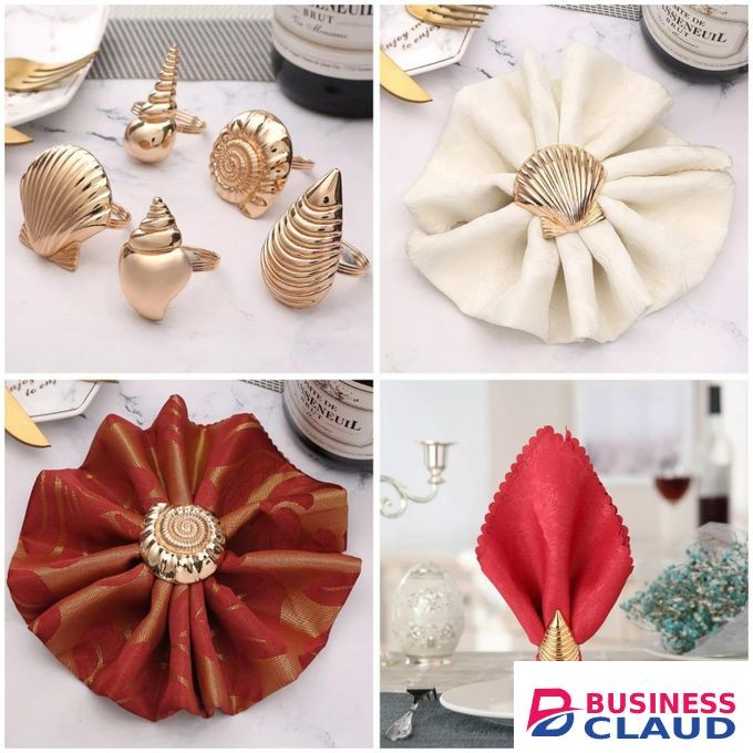 Sea Shell Theme Table Napkin Holder, Creative Ocean Series Shell Napkin Buttons