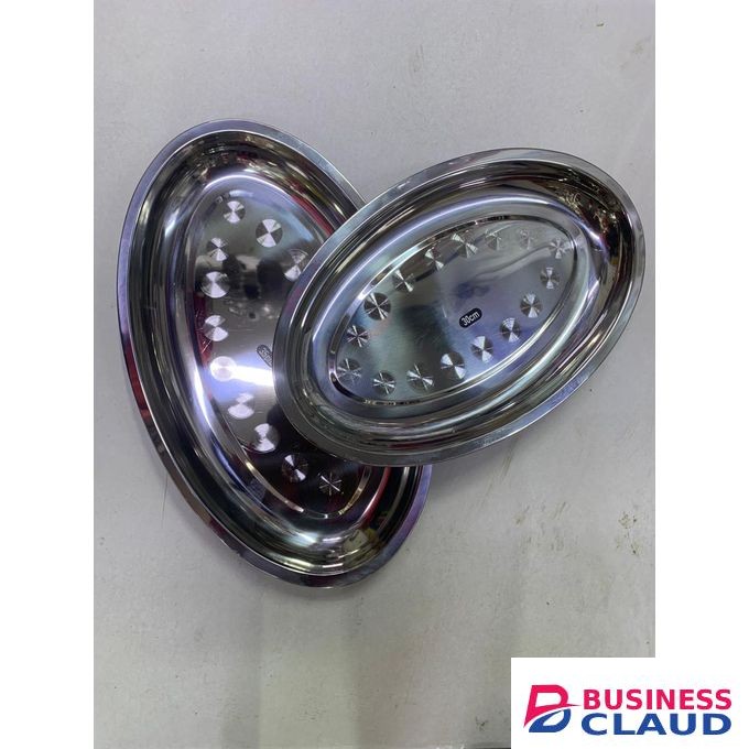 2 pcs ..30cm & 35cm steel oval plate 2 pcs