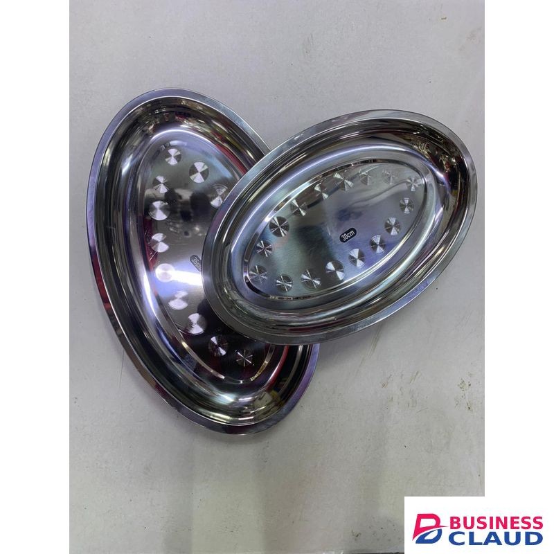 2 pcs ..30cm & 35cm steel oval plate 2 pcs