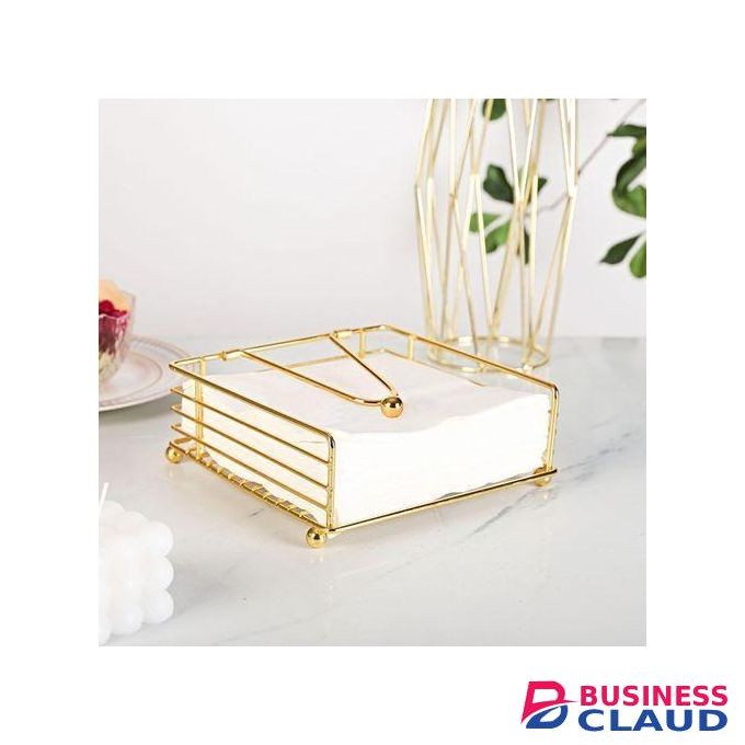 Luxury Metallic Serviette Holder / Napkin Holder Elegant Tabletop Tissue Organizer for Dining, Kitchen, and Office – 18x18x6.8cm, Durable Stainless Steel, Anti-Rust, Stylish Home Décor Accessory