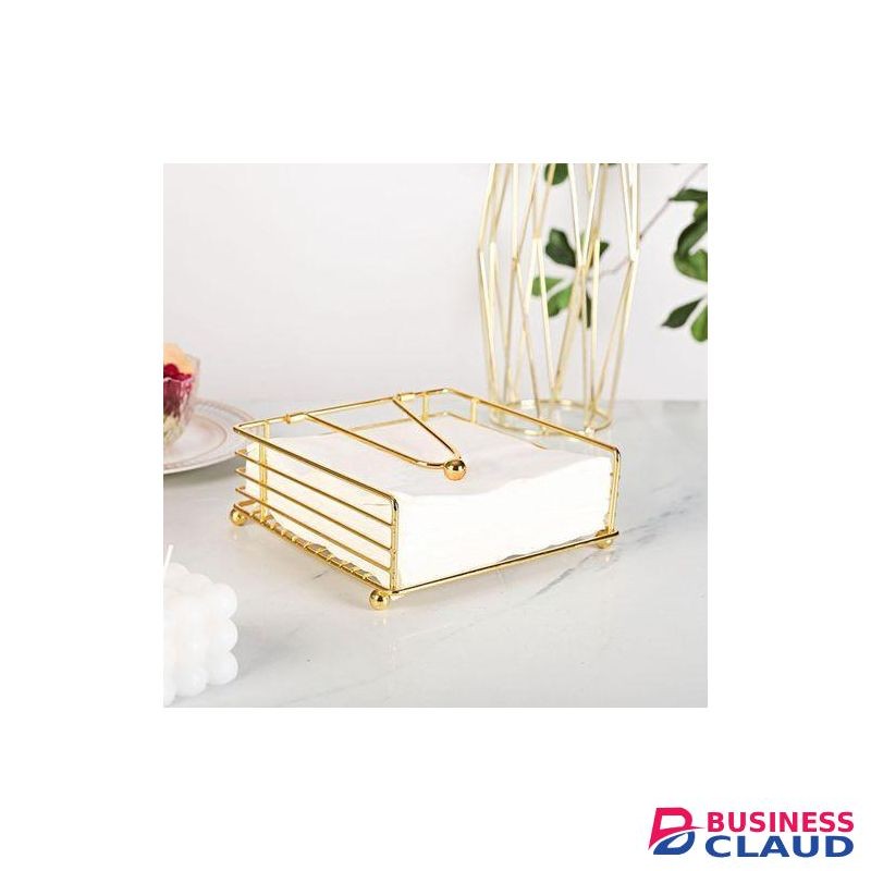 Luxury Metallic Serviette Holder / Napkin Holder Elegant Tabletop Tissue Organizer for Dining, Kitchen, and Office – 18x18x6.8cm, Durable Stainless Steel, Anti-Rust, Stylish Home Décor Accessory
