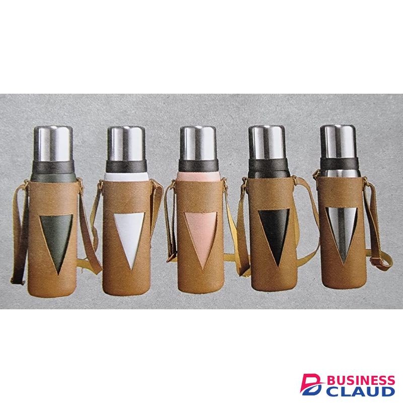 Hot & Cold Stainless Steel Flask Bottle With Leather Bag