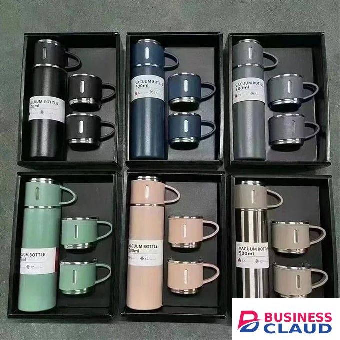 VACUUM FLASK Non-breakable Flask Gift Set 500ml With 2 Cups