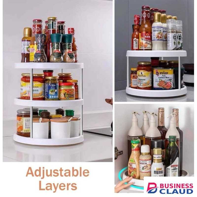 Rotating Storage Shelves Rack For Kitchen, 3-Tier Multi Layer Removable Basket