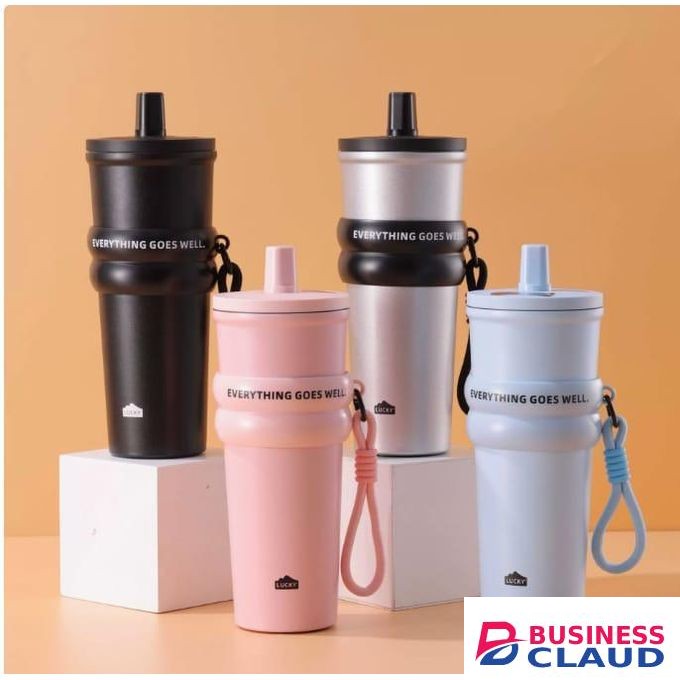 Thermos Cup With Strap And Straw