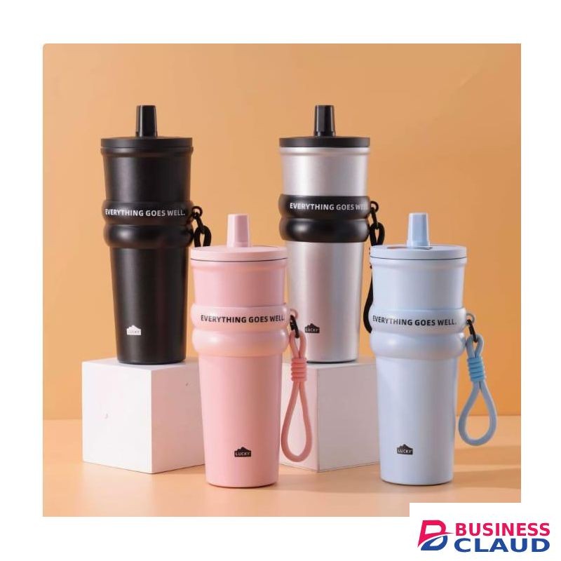 Thermos Cup With Strap And Straw