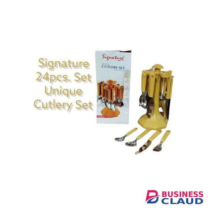 Signature 24pcs Unique Cutlery Set With Plastic Handle And Stand