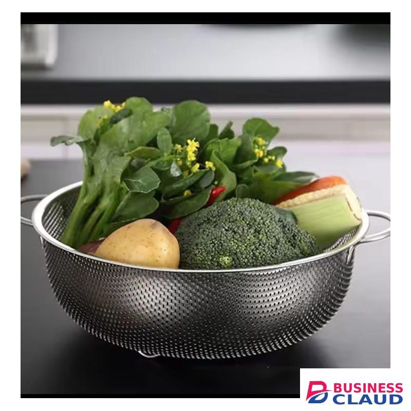 Durable Stainless Steel Colander Rice Washing Bowl Strainer Drainer With Handle For Cooked Pastas, Spaghetti,Fruits, Vegetables, Beans