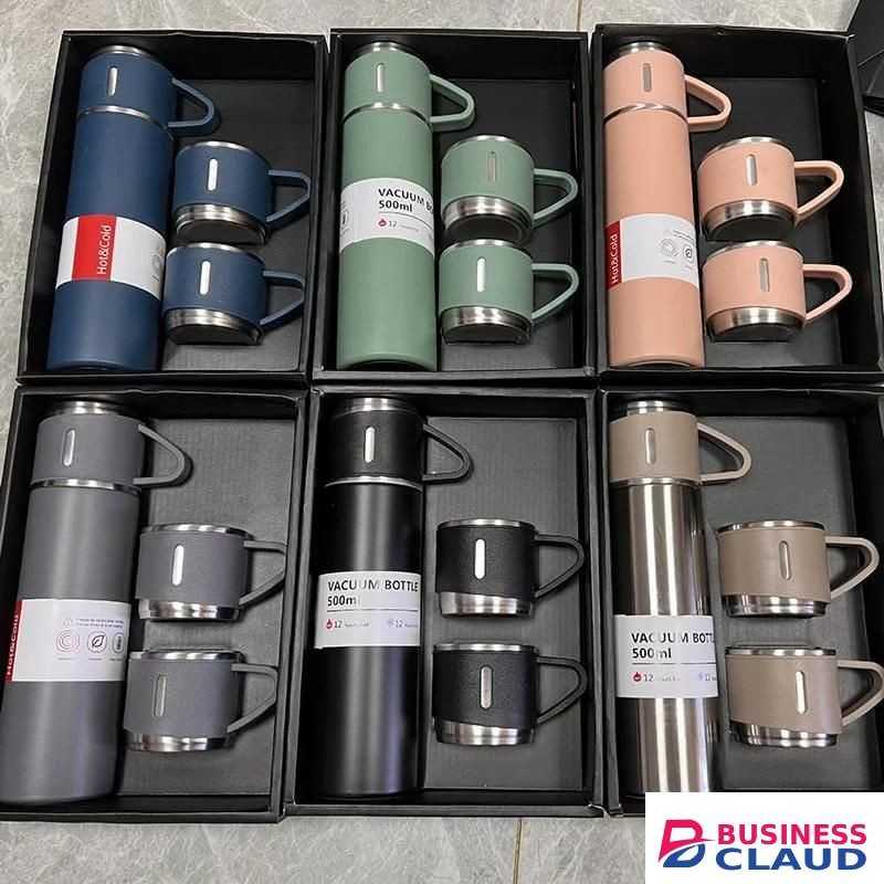 VACUUM Gift Pack portable stainless Steel Flask with Cups