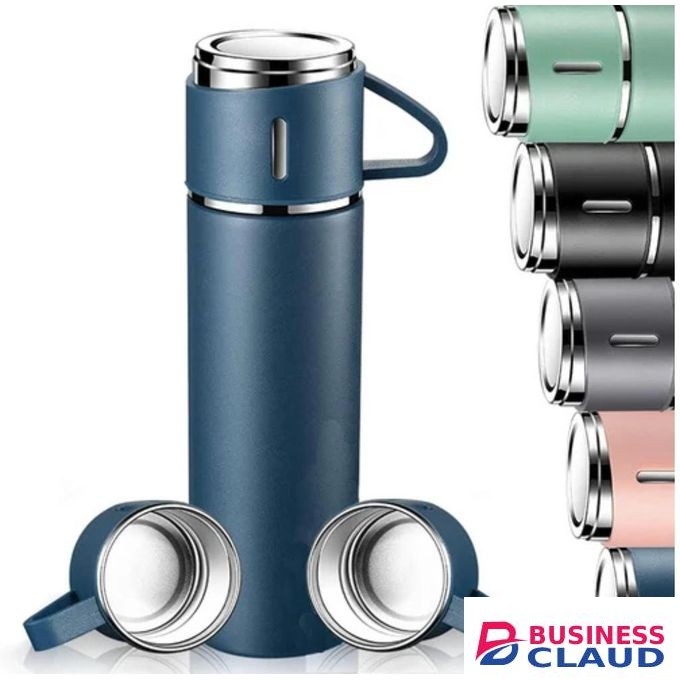 Stainless Steel Thermos Vacuum Flask with 3 Cup,Thermo 500ml Vacuum Insulated Bottle With 3 Cup For Hot & Cold Drinks Portable Water Flask