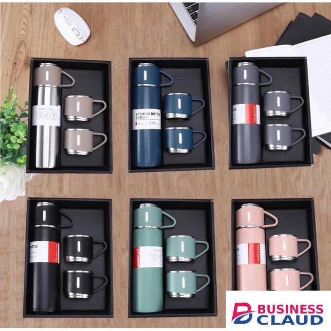 Stainless Steel Thermos Vacuum Flask with 3 Cup,Thermo 500ml Vacuum Insulated Bottle With 3 Cup For Hot & Cold Drinks Portable Water Flask