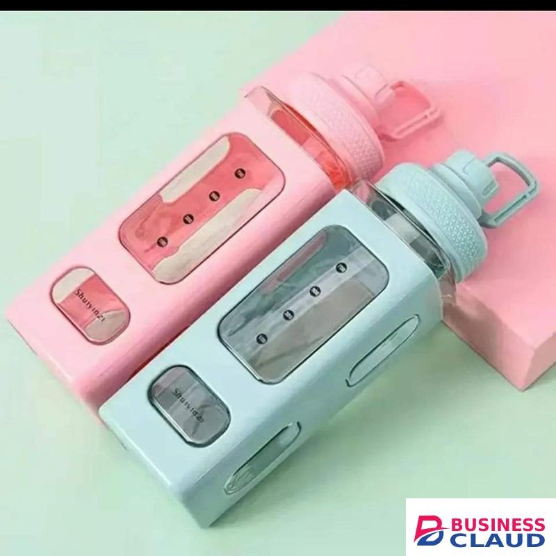 Corner Plastic Water Bottle With Straw
