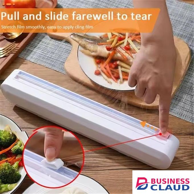 Wrap Dispenser & Cutter, Refillable Cling Film Wrap Dispenser, Suction Cup Plastic Film Cutter for Cutting Plastic Foil Food Transparent Film and Foil for Kitchen, Restaurant