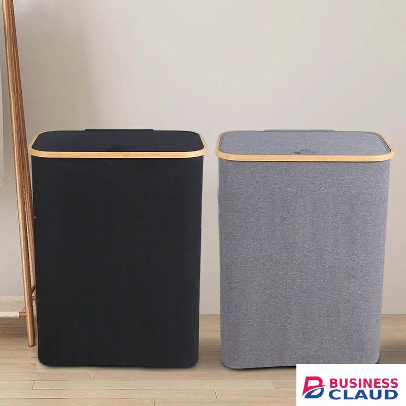 Foldable laundry basket with lid
