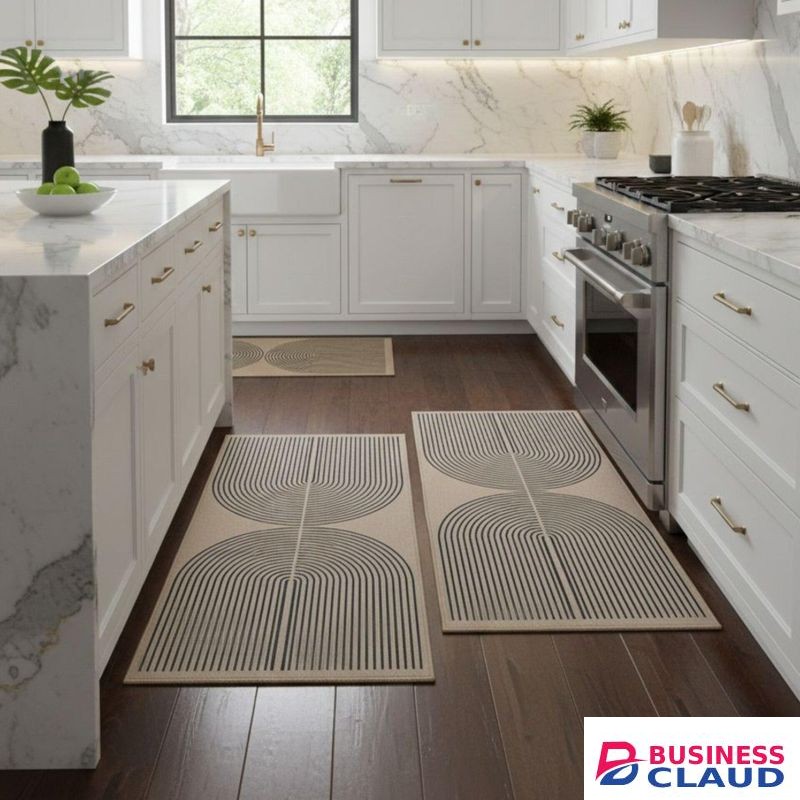 2pcs Geometric Heavy Duty Wide Kitchen Floor Mats Set Gha
