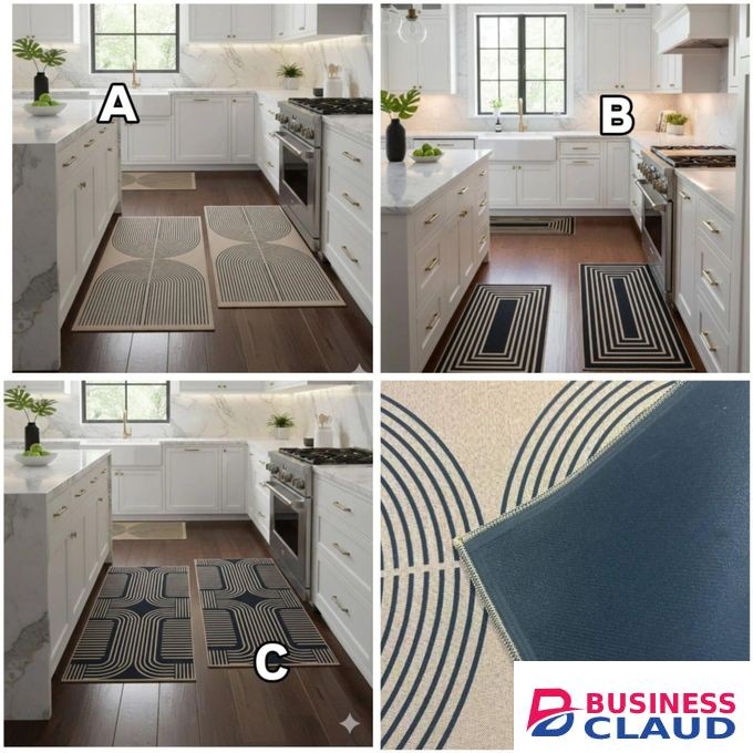 2pcs Geometric Heavy Duty Wide Kitchen Floor Mats Set Gha