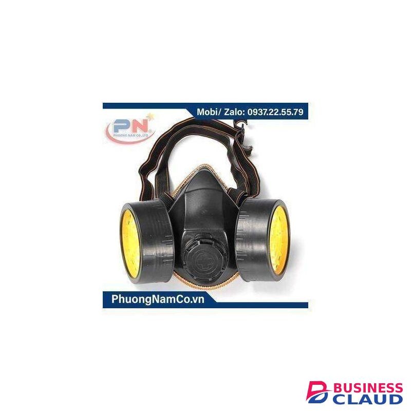 Chemical Mask/Health Gas Respirator Reusable Mask Respirator Double Nozzle Chemical Respirator Gas Mask Dust Mask With 2 Central Respiratory Valves & Adjustable Strap & Replaceable Filter Cartridges