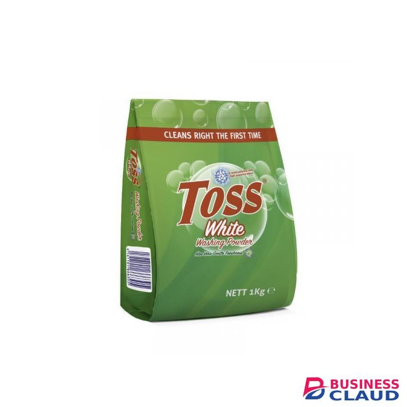 Toss White Detergent Powder Sachet 1kg Effective Hand Wash Laundry Powder Removes Tough Stains & Gentle on Hands
