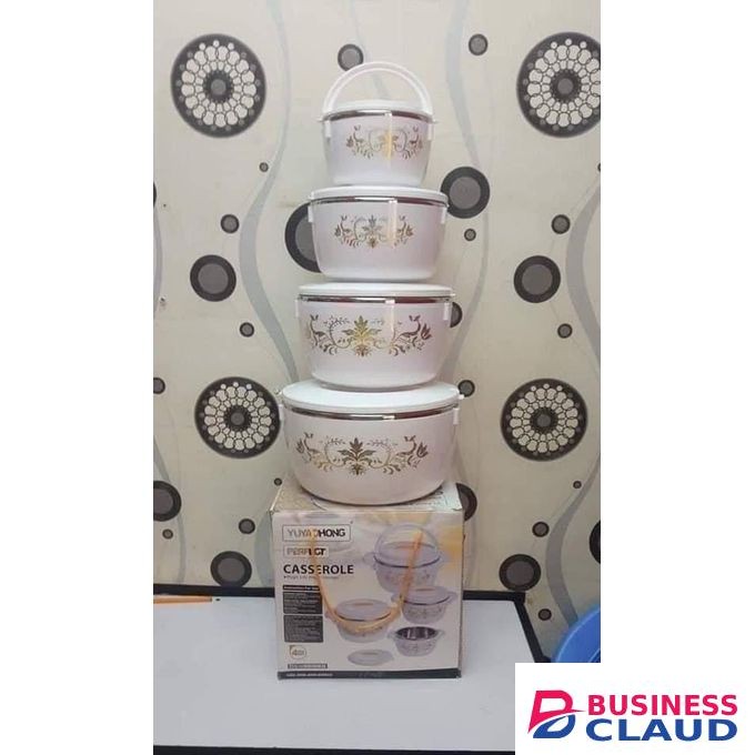 Set Of 4 White Casserole Hotpots