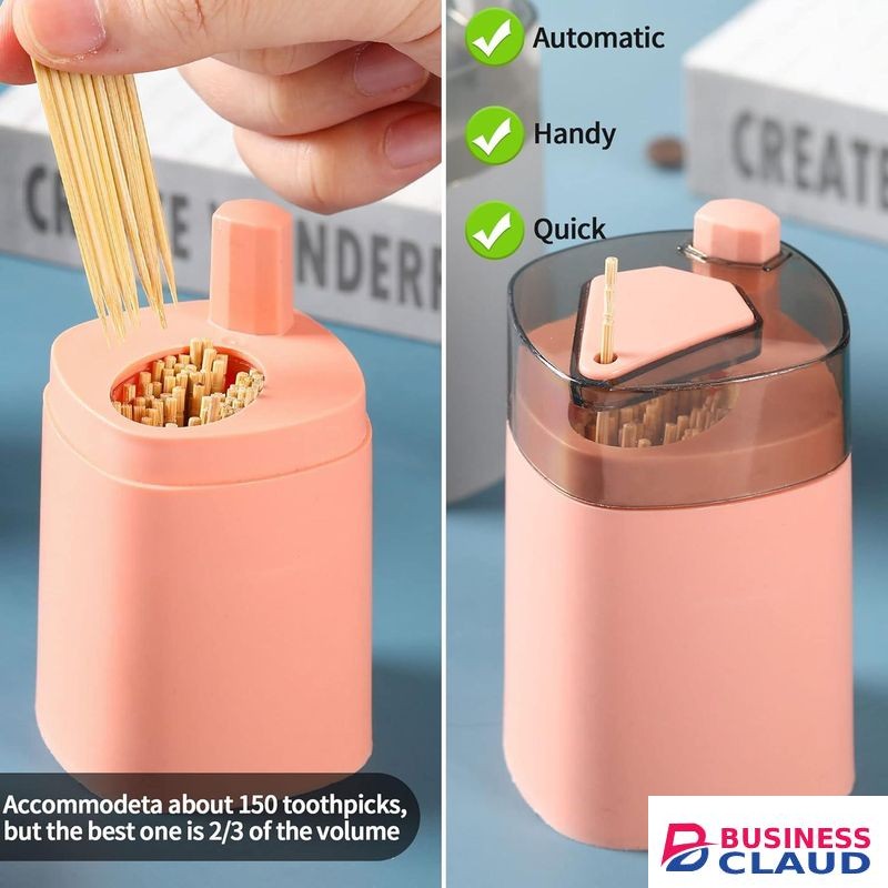 Toothpick Holder Dispenser, Pop-Up Automatic Toothpick Dispenser for Kitchen Restaurant Thickening Toothpicks Container Pocket