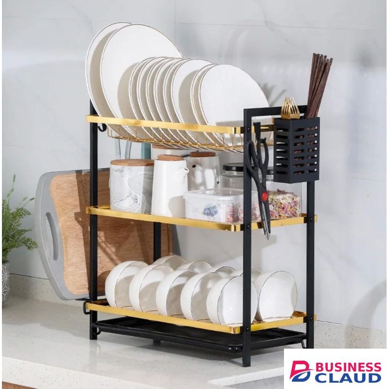 Gold black heavy gauge dishrack