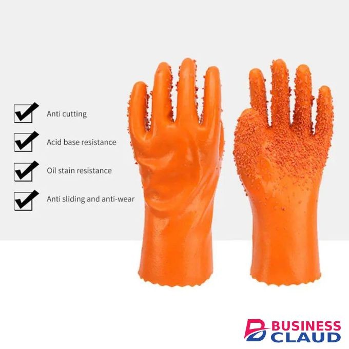 A Pair Of Hard Silicone Latex Studded Gloves Premium Household Cleaning Gloves Durable Waterproof Non Slip Multi Purpose Reusable Protective Gloves For Kitchen Bathroom Laundry And Daily Chores