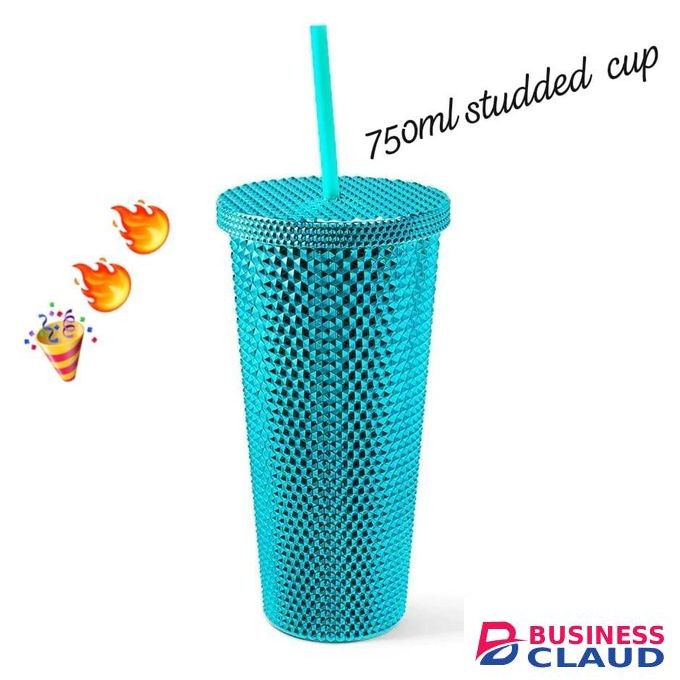 (710ml) Studded Tumbler with Lid and Straw