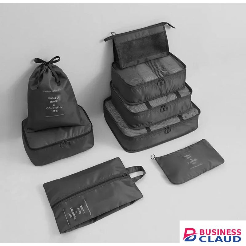8 pcs Packing Cubes Set, Travel Luggage Organizer Storage Bags Suitcase Packing Cases Including Updated Toiletry Bag, Laundry Bag & Shoes Bag