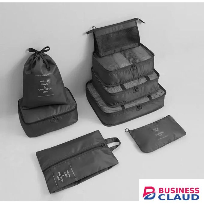8 pcs Packing Cubes Set, Travel Luggage Organizer Storage Bags Suitcase Packing Cases Including Updated Toiletry Bag, Laundry Bag & Shoes Bag