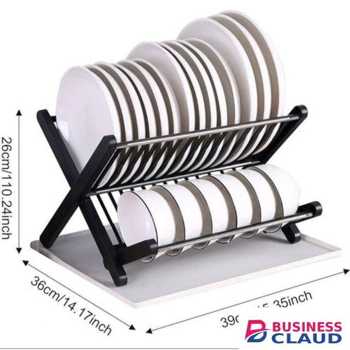 X Foldable Dish Drying Rack Utensil Holder. Black, White