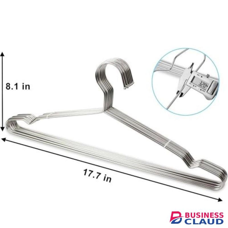 42cm Stainless Steel Clothes Hangers 10 Pack Durable Non-Slip Heavy Duty Laundry Hangers for Shirts Jackets Pants and Coats, Space Saving Closet Organizers