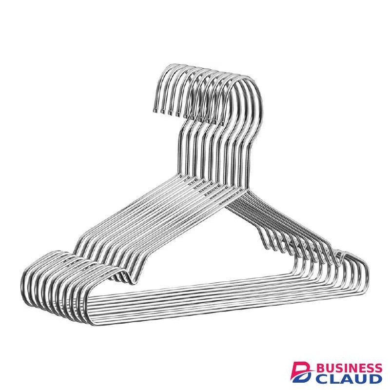 42cm Stainless Steel Clothes Hangers 10 Pack Durable Non-Slip Heavy Duty Laundry Hangers for Shirts Jackets Pants and Coats, Space Saving Closet Organizers
