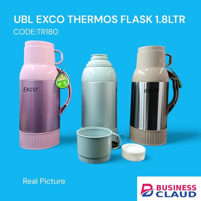 Exco Exco-Plastic Body Glass Refill Thermos Flask PW180 1.8L – Durable Heat and Cold Insulation for Home, Office, Outdoor Use, Easy Refill, Leak-Proof Lid, Lightweight and Portable
