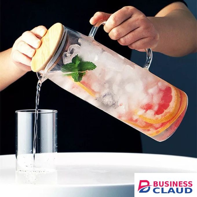 1.2L Heat Resistant Juice / Water Glass Jug With Cover