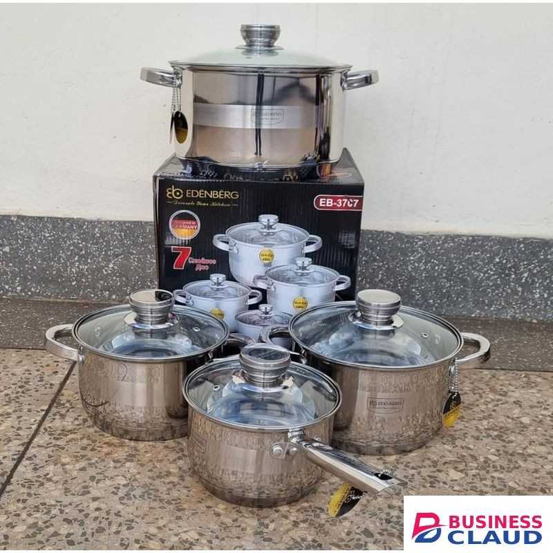 EDENBERG 8pcs Non Stick Stainless Steel Cookware Set With Lids