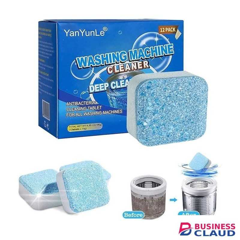 Washing Machine Cleaning Tablets 12PCS/Set Washing Machine Cleaner Deep Cleaning Remove Odor Deodorize & Remove Mold Washing Machine Decontamination