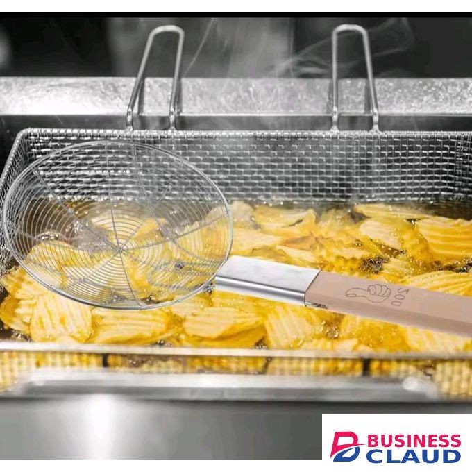 Stainless Steel Deep Fryer Mesh Strainer Sieve-Wooden Handle