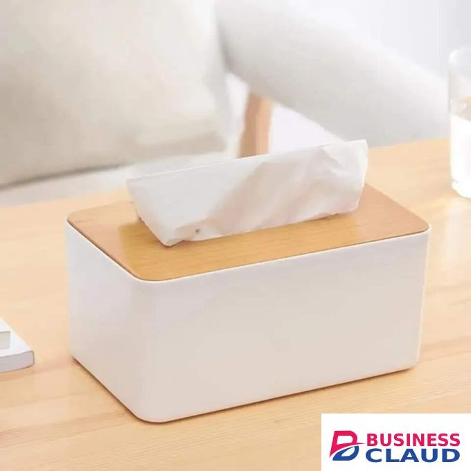 Bamboo tissue serviette box eco friendly canister white