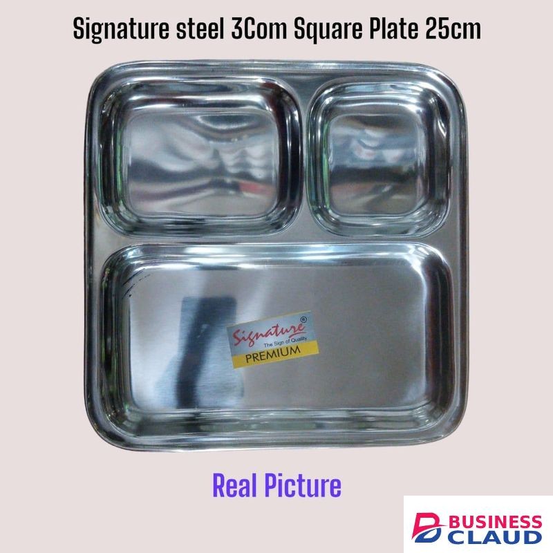 Stainless Steel 3com Square plate 24cm