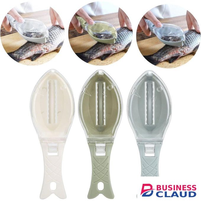 Fish Shape Fish Scale Scraper Peeler Cleaning Tool with Lid Kitchen Fish Scaler Remover Collector Case
