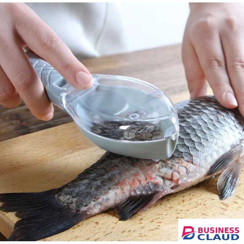 Fish Shape Fish Scale Scraper Peeler Cleaning Tool with Lid Kitchen Fish Scaler Remover Collector Case