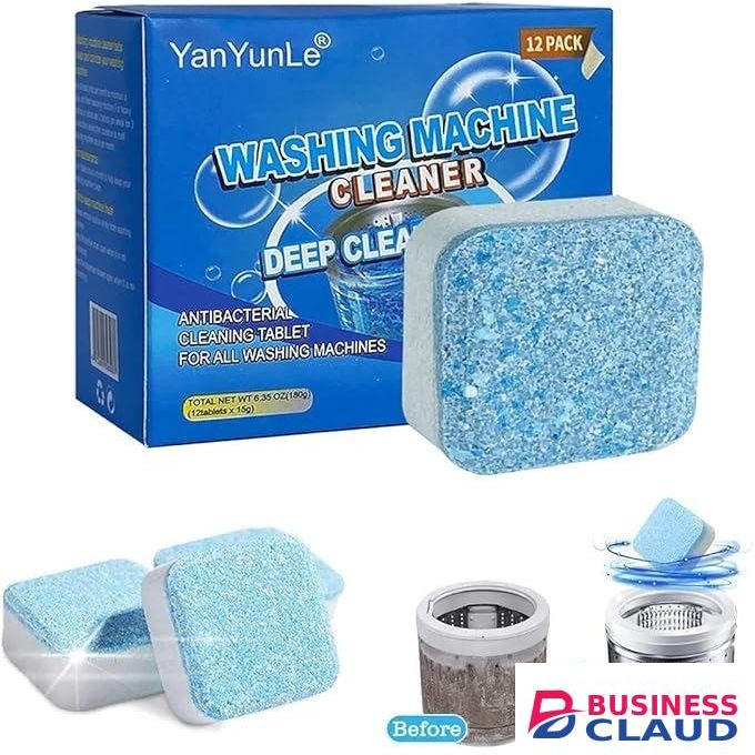 12PCS/Box Washing Machine Cleaning Tablets Deep Cleaning Washing Machine Cleaners Remove Odor Deodorize & Remove Mold Washing Machine Decontamination