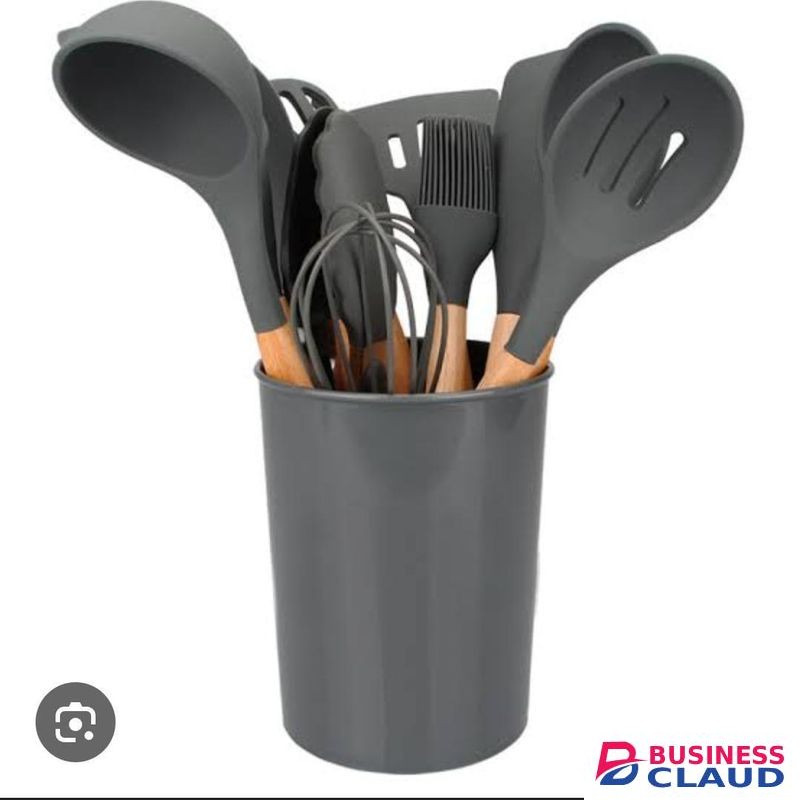 11pc Nonstick Silicone Cooking and Serving Spoon Set Heat Resistant Kitchen Utensils Non-Stick Safe BPA Free Durable Ergonomic Handles for Home and Professional Use.Black, Red, Grey, Green, Pink