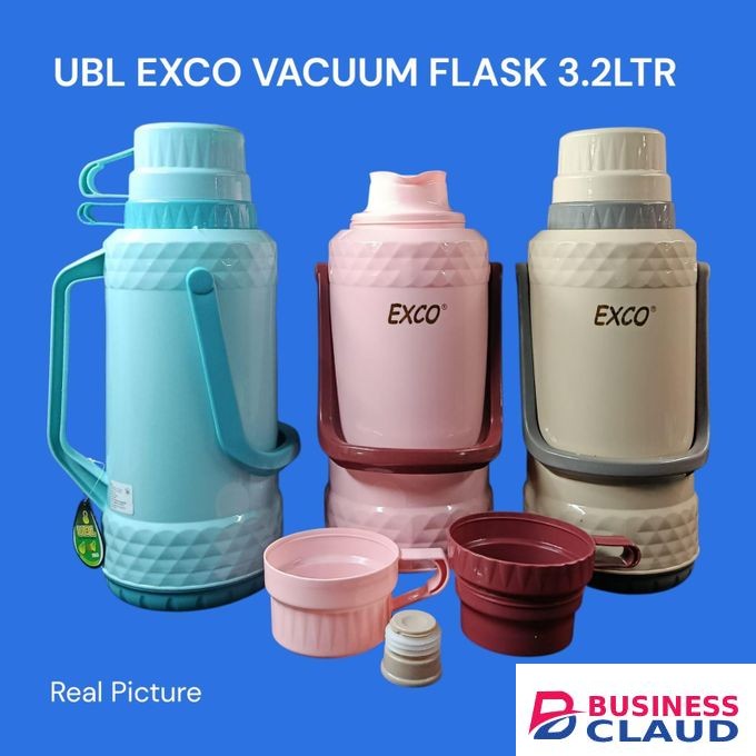 Exco Vacuum Flask – 3.2 Litres Large Capacity Thermal Bottle for Hot and Cold Drinks, Durable & Easy-Pour Design for Home, Office and Events