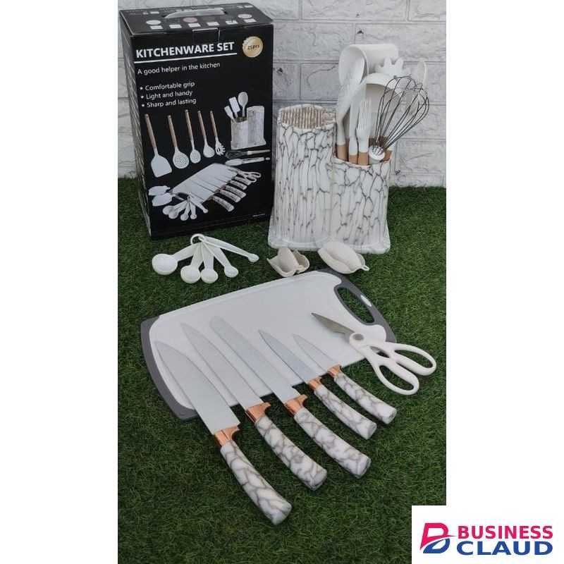 25pcs Silicone Marble Spoons Kitchenware Set