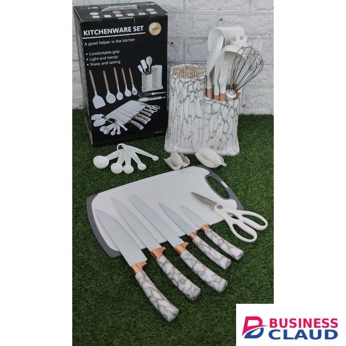 25pcs Silicone Marble Spoons Kitchenware Set