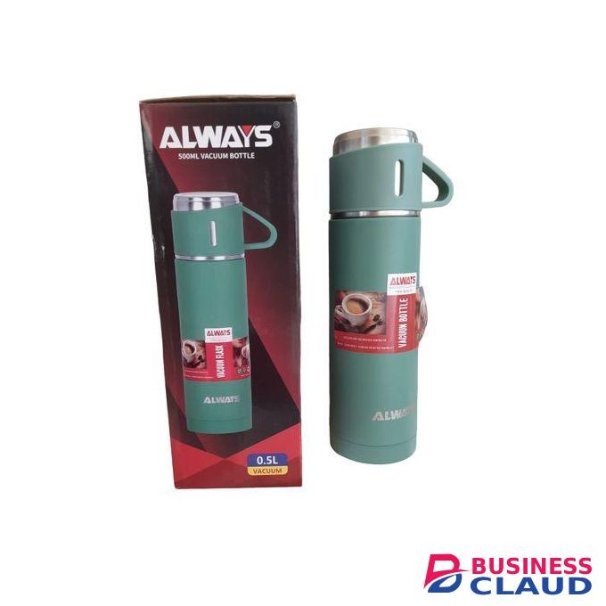 Always High Quality 500ml Stainless Steel Vacuum Bottle Flask- Green.