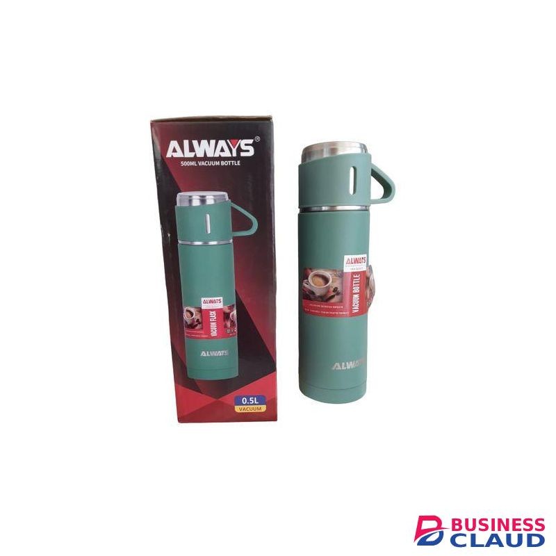 Always High Quality 500ml Stainless Steel Vacuum Bottle Flask- Green.