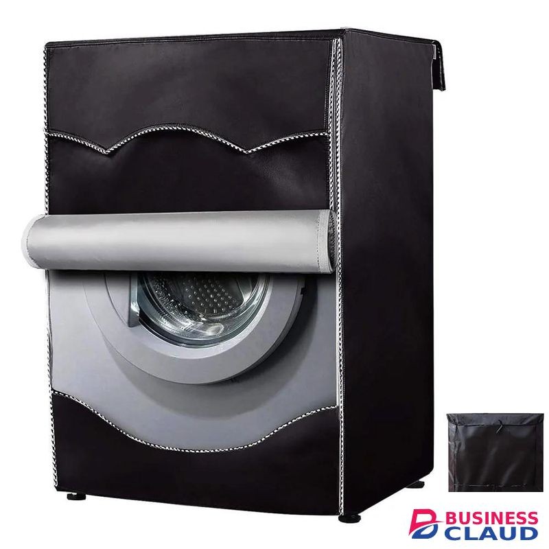 Washing Machine Cover, Front Load Washer or Dryer, 3-Sided Shielding, Black, Waterproof, Polyester