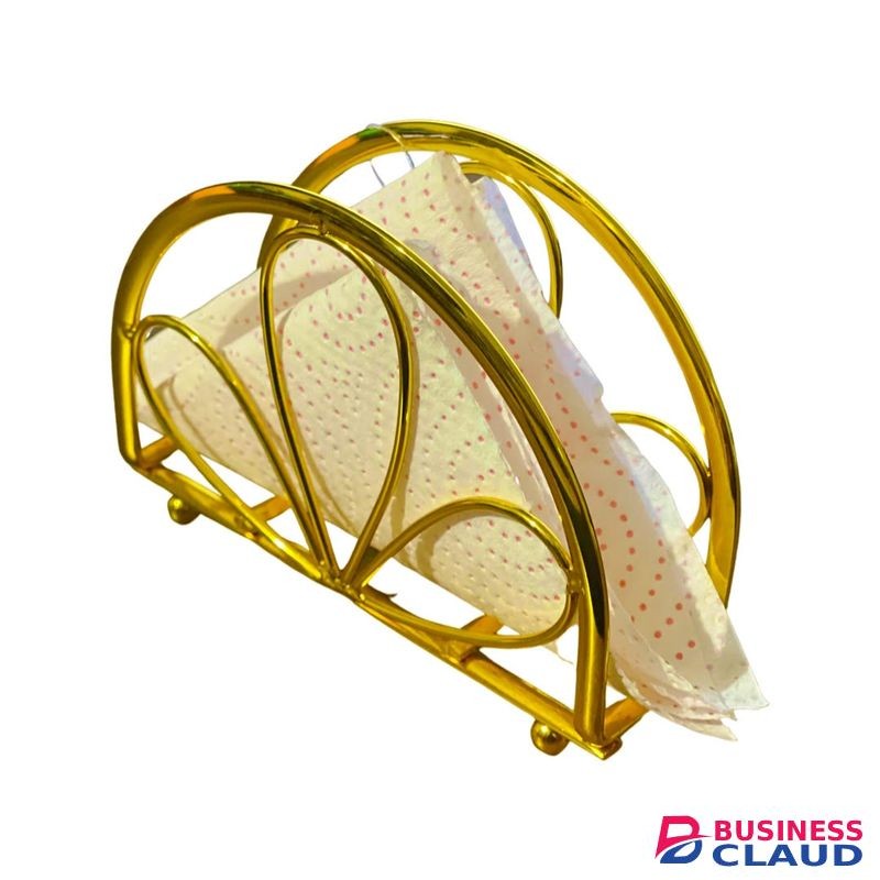 Golden Napkin Holder Rack Table Serviette Metal Paper Cocktail